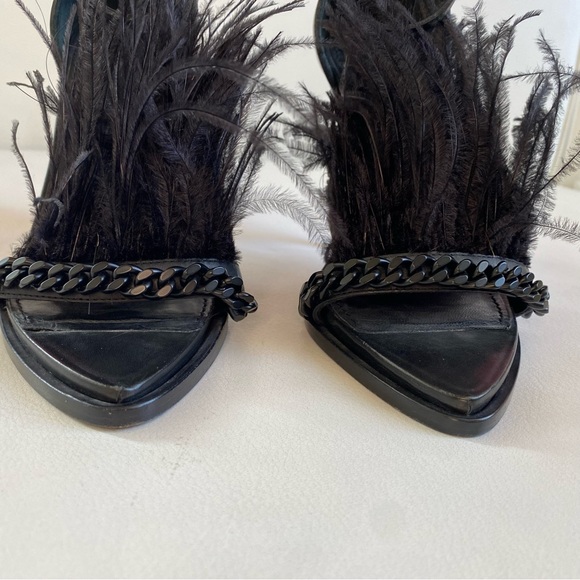 GIVENCHY Runaway Black Feathers Ankle Straps Heel sandals SZ 6/36 - Picture 7 of 13
